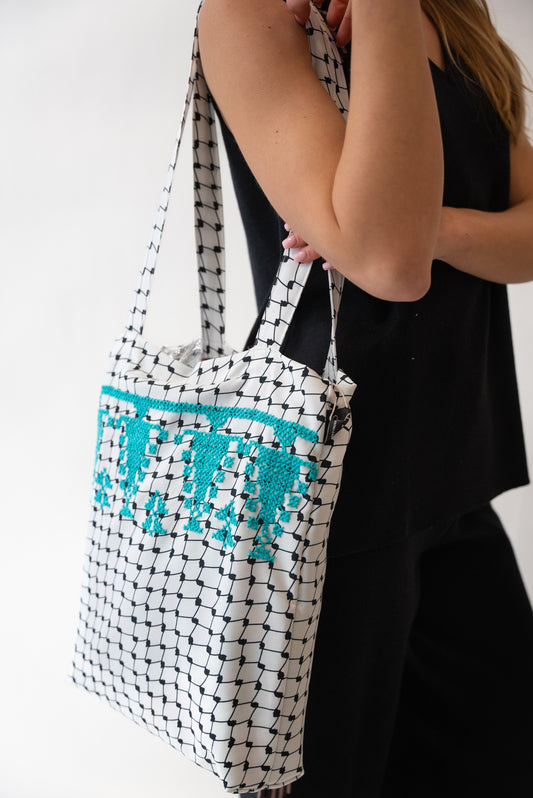 Keffiyeh Tote Bag - Blue