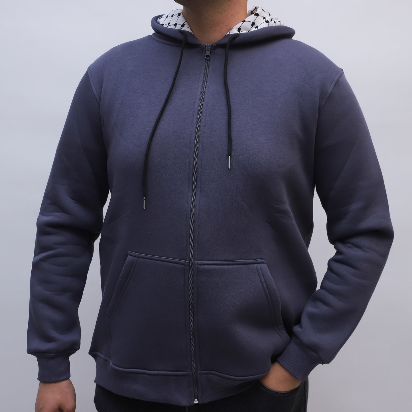 Keffiyeh hoodie Jacket- Grey-Unisex