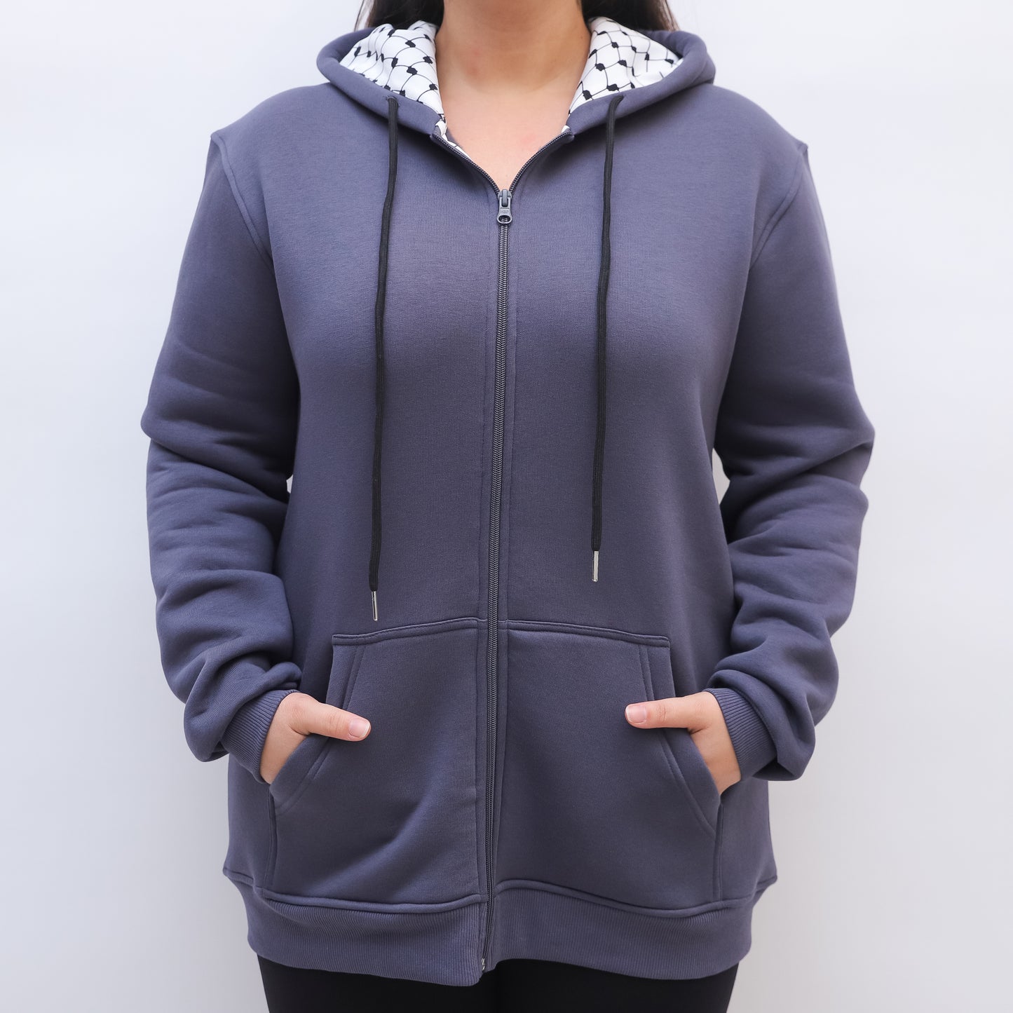 Keffiyeh hoodie Jacket- Grey-Unisex