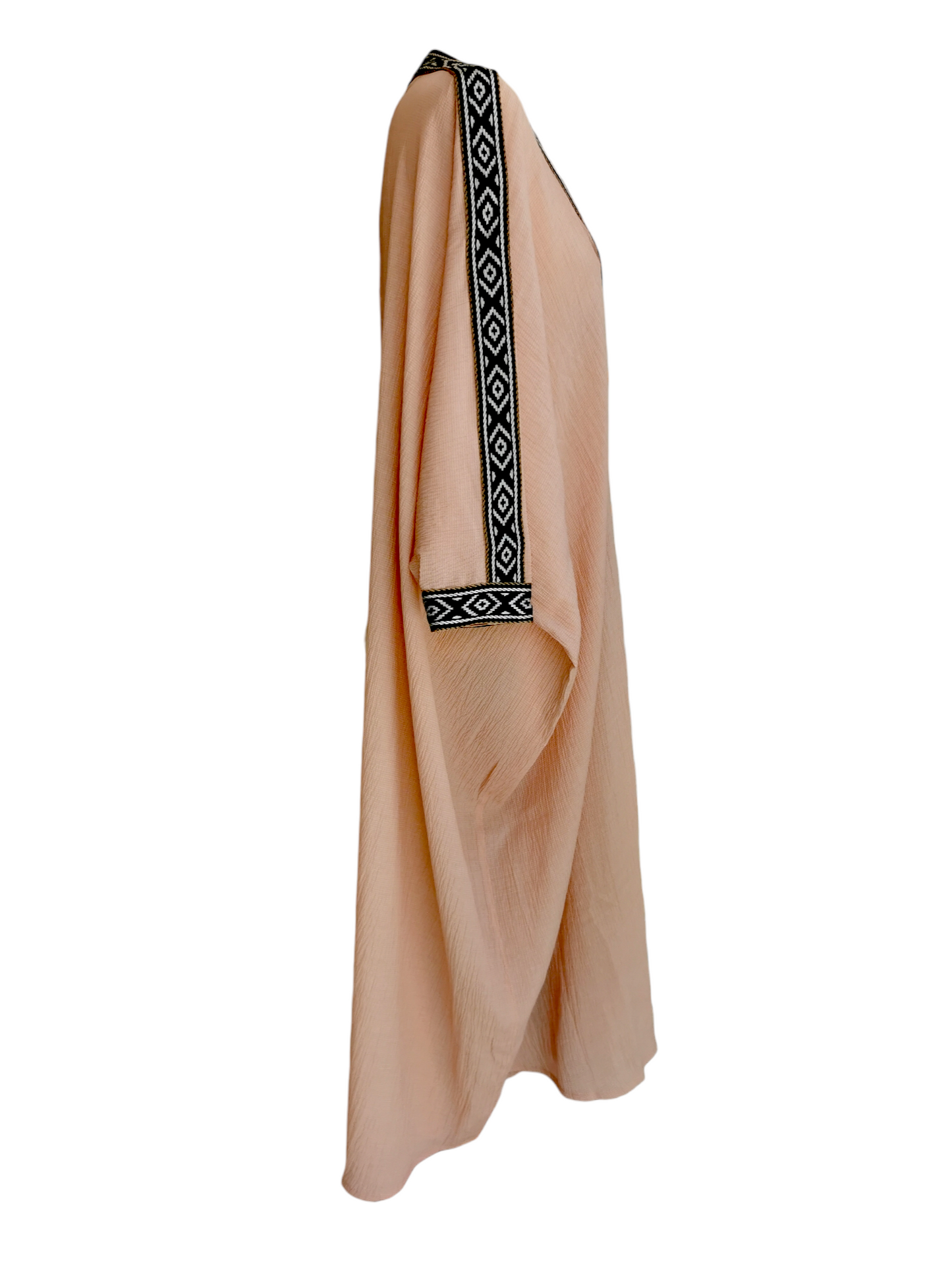 Light pink Abaya with silver and black Sadu