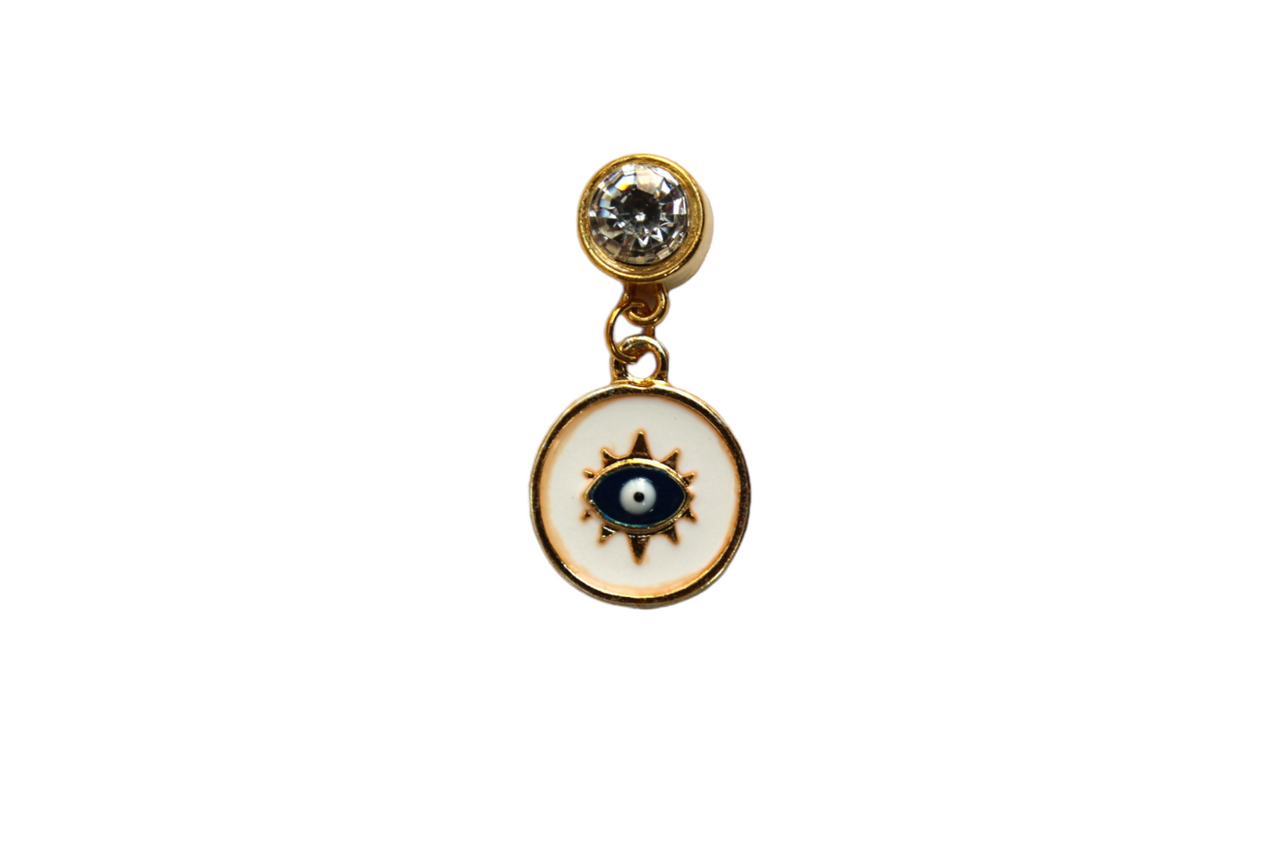 Eye White Circled Gold Plated Earring