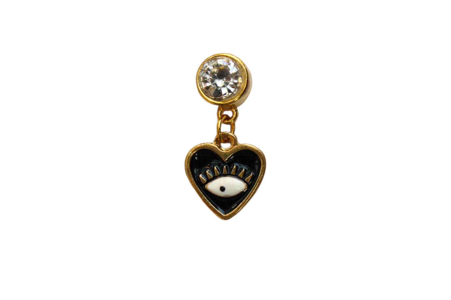 Black Heart Gold Plated Earring