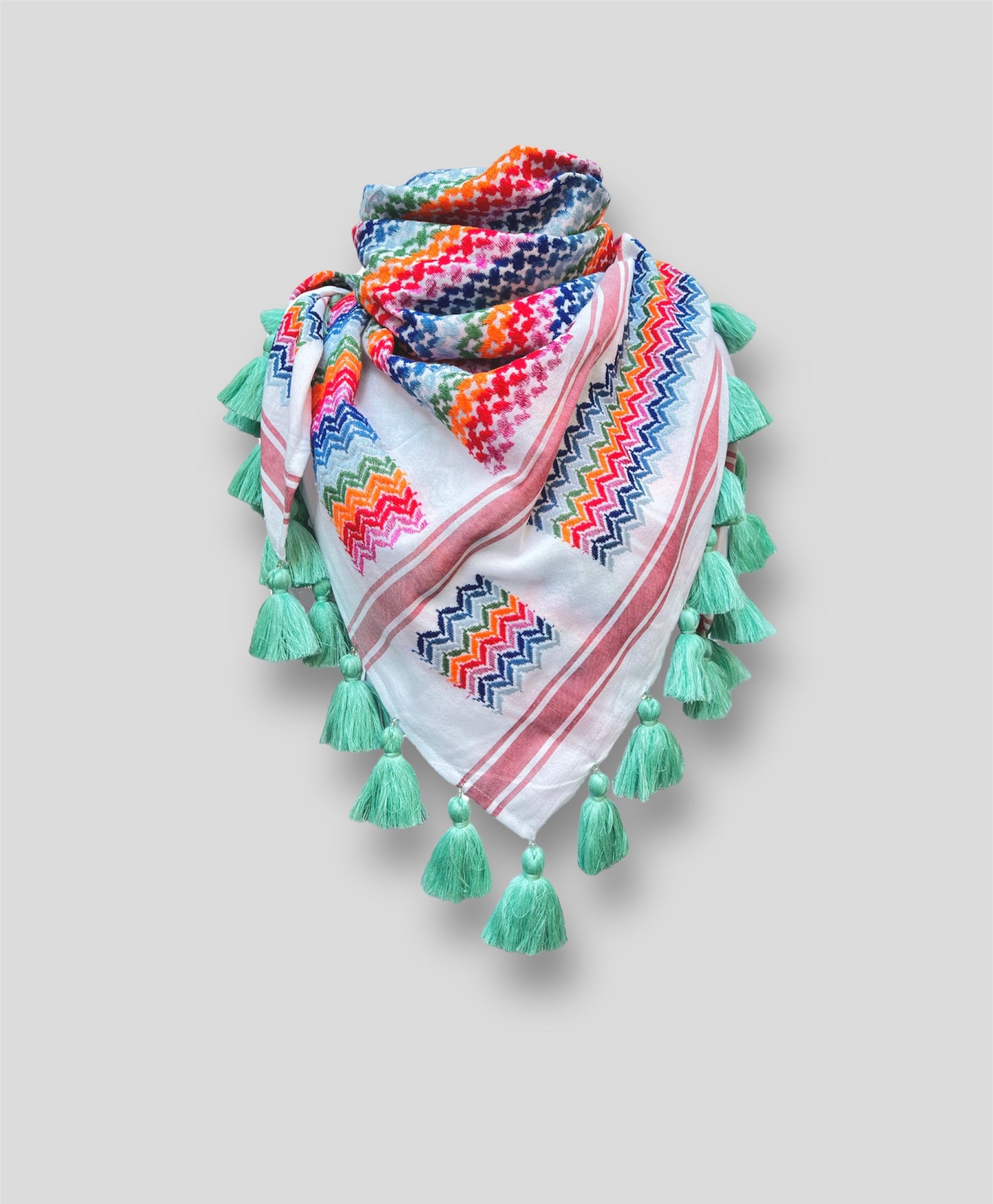 The Colorful Scarf - Green tassels