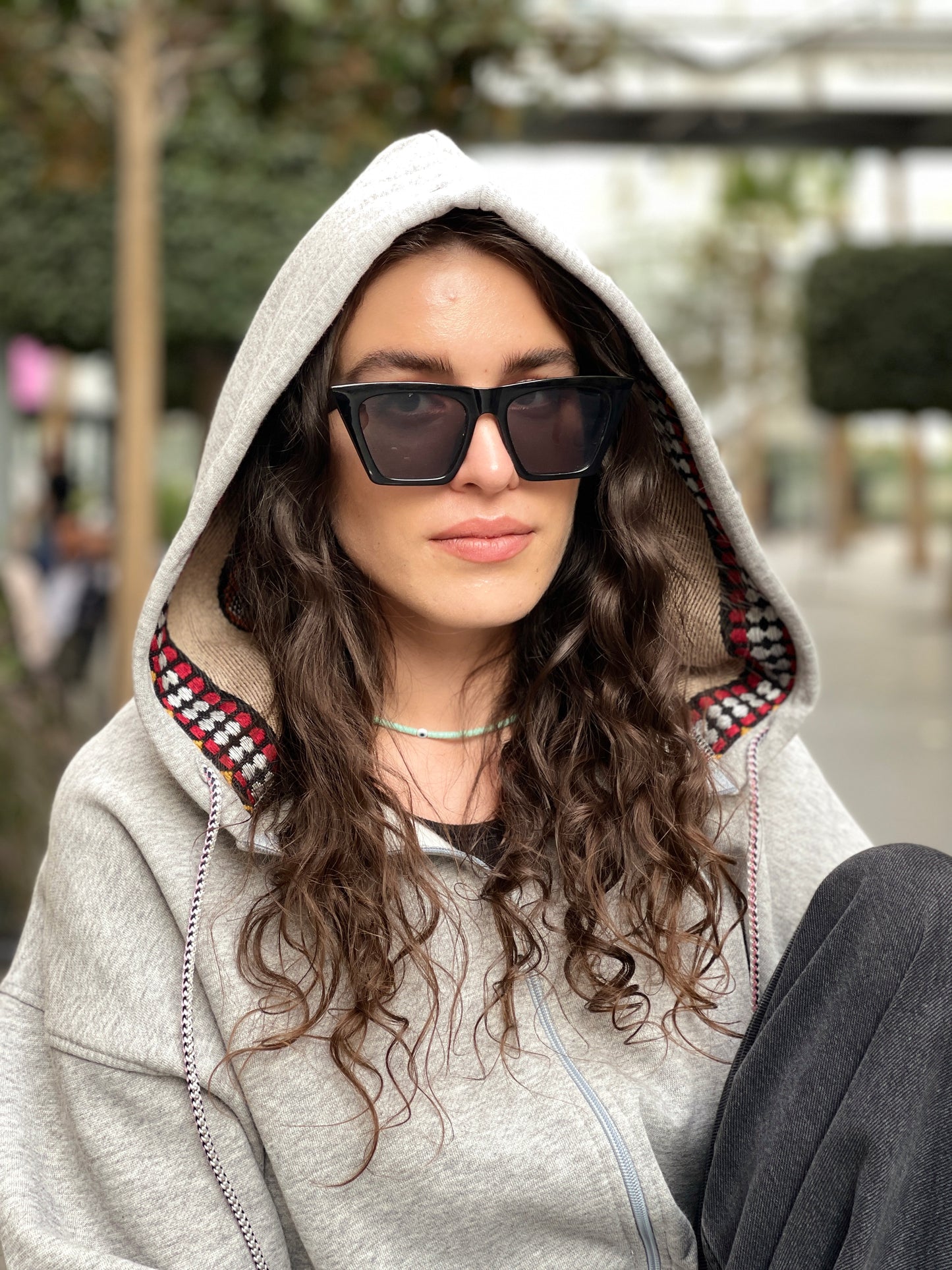 Light grey zip up sadu hoodie - unisex