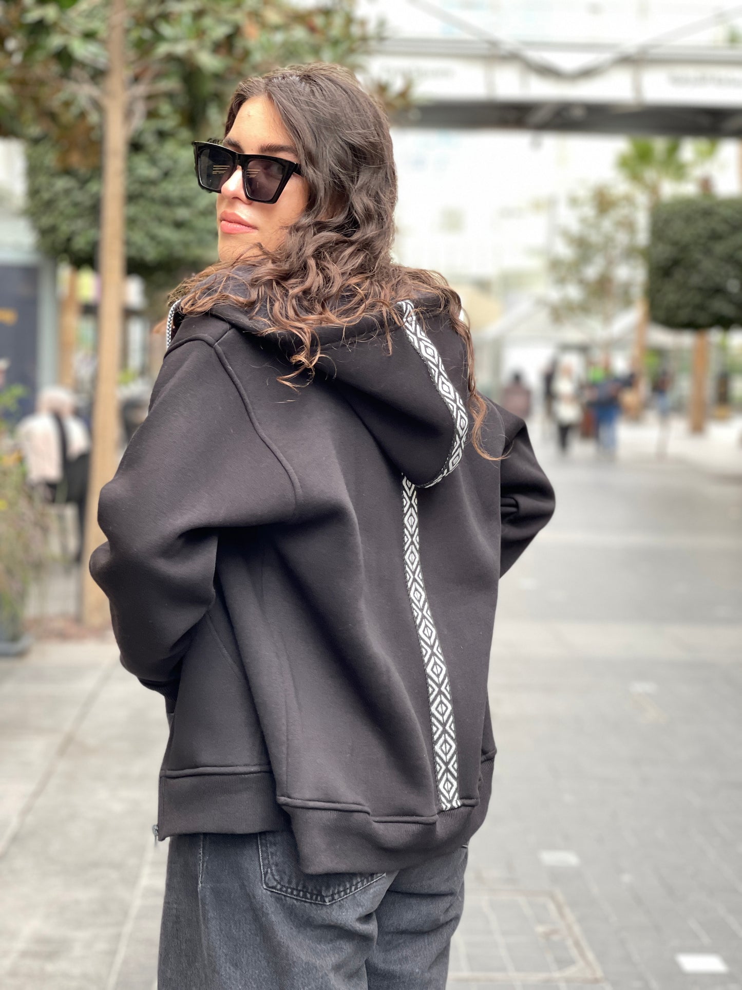 Black zip up Sadu hoodie - unisex