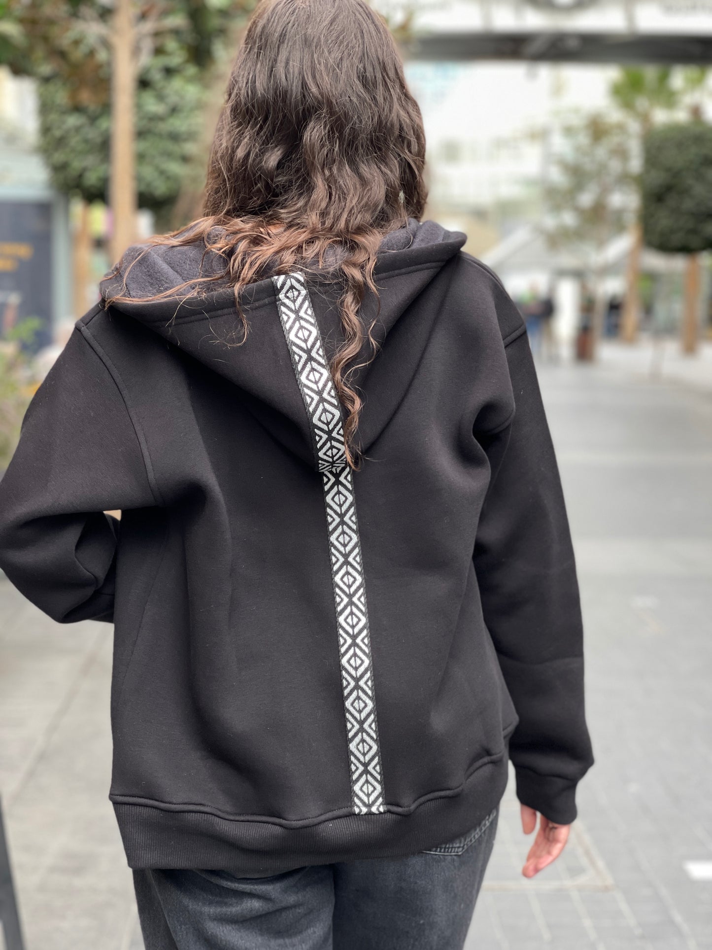 Black zip up Sadu hoodie - unisex