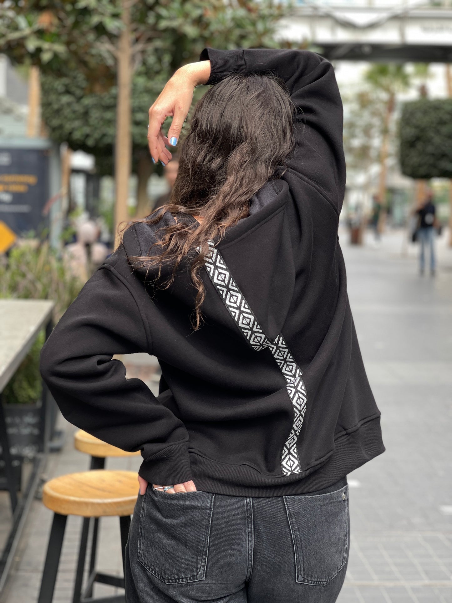 Black zip up Sadu hoodie - unisex