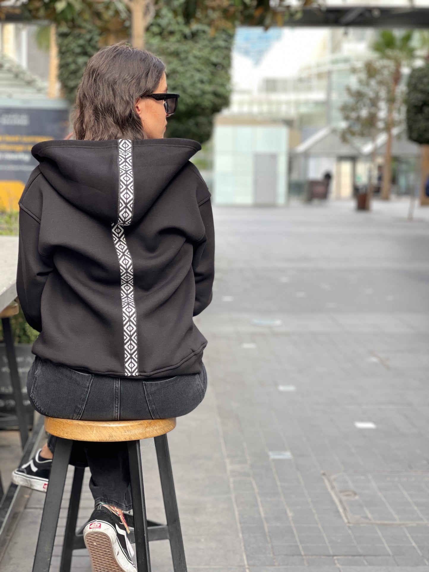 Black zip up Sadu hoodie - unisex