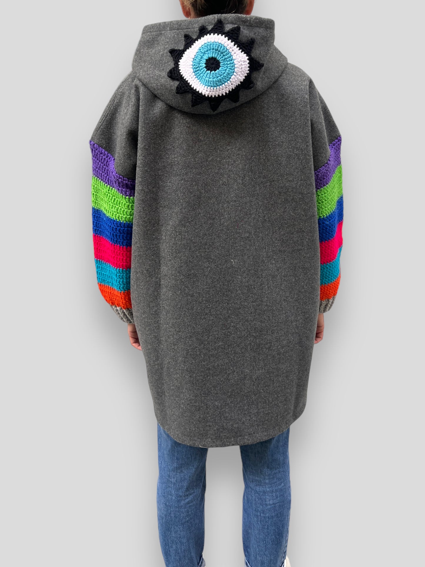 Charcoal With Striped Sleeves Jacket