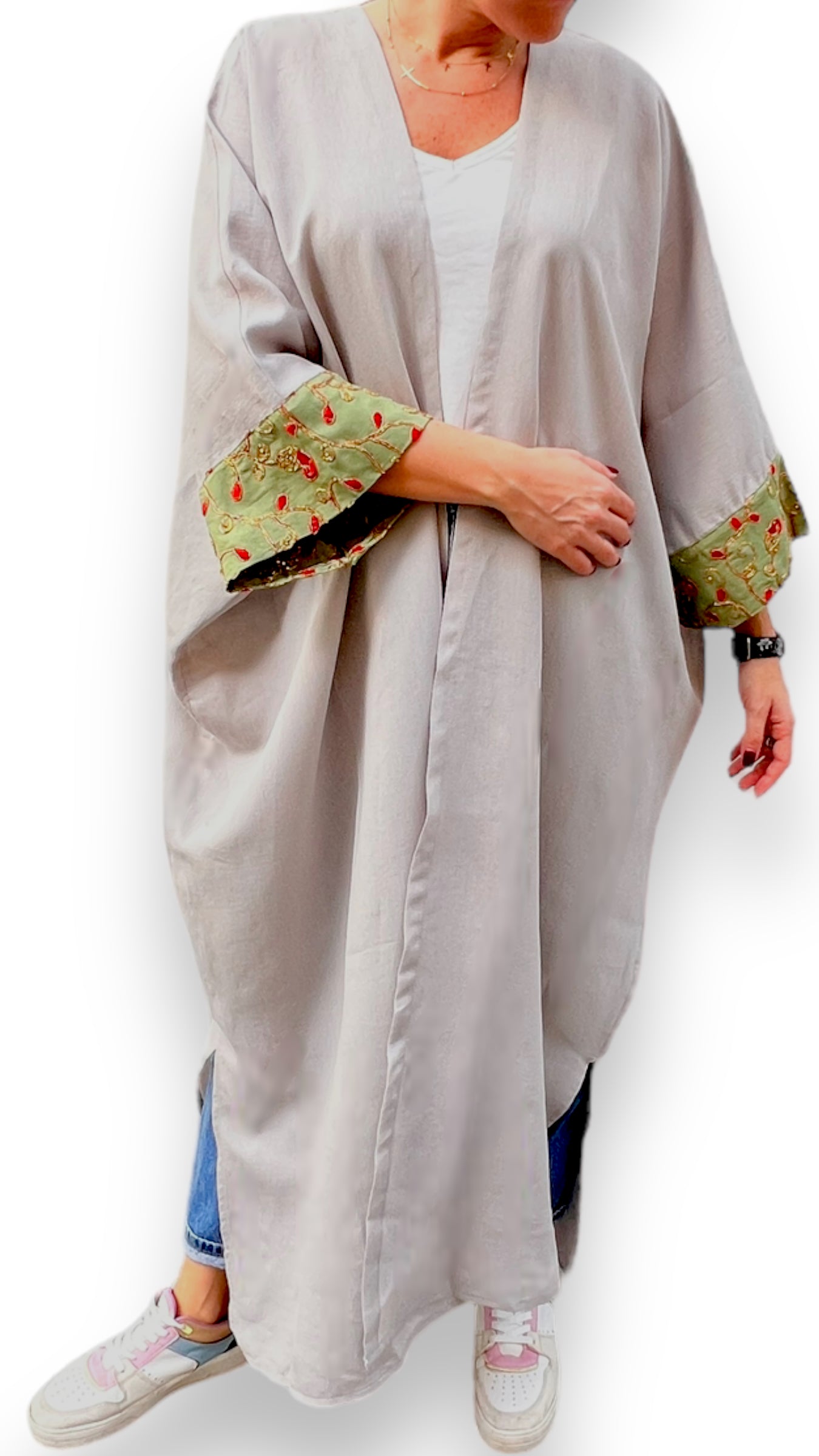 Oversized abaya light gray