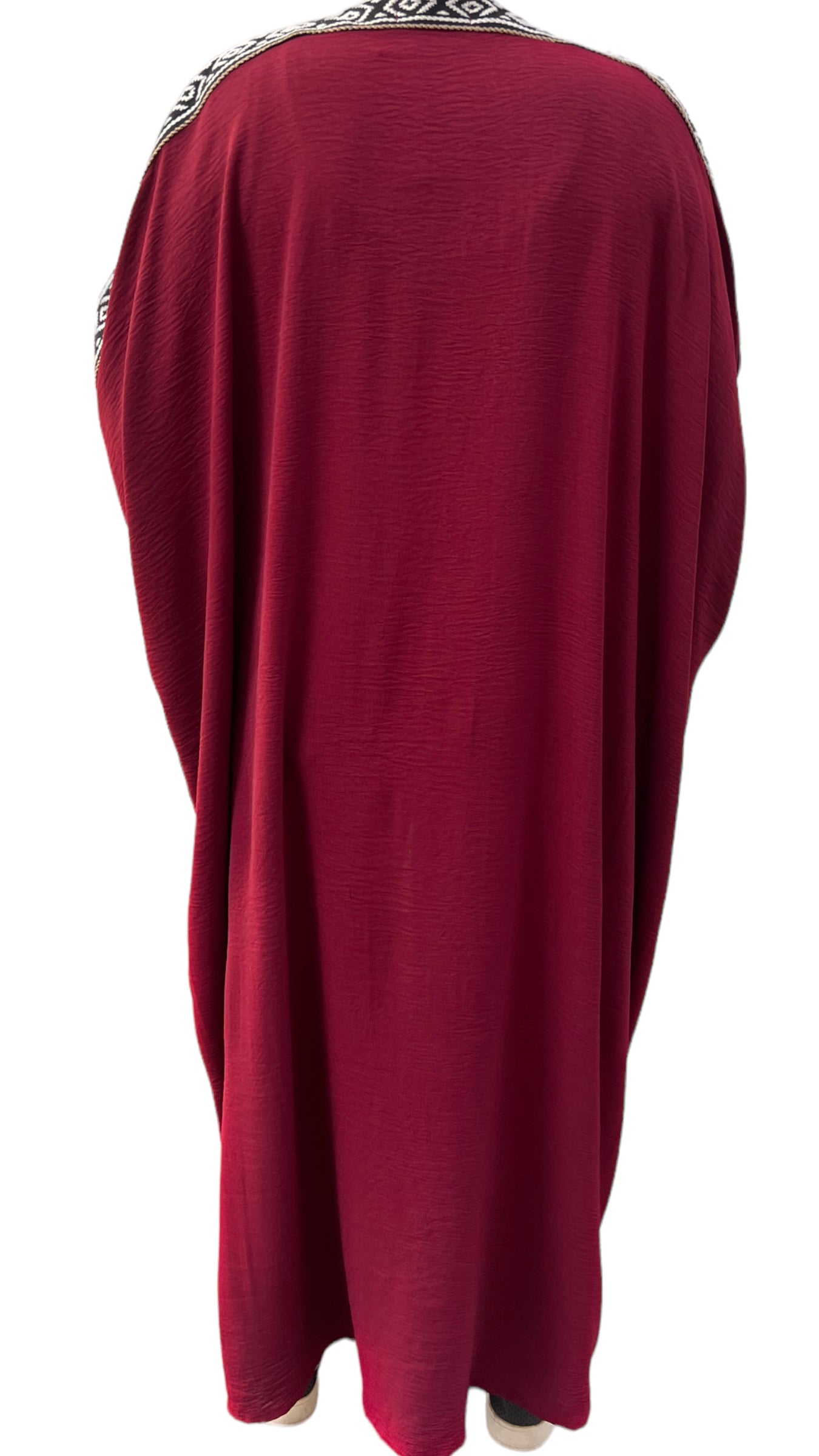 Burgundy Abaya with Sadu Stripe