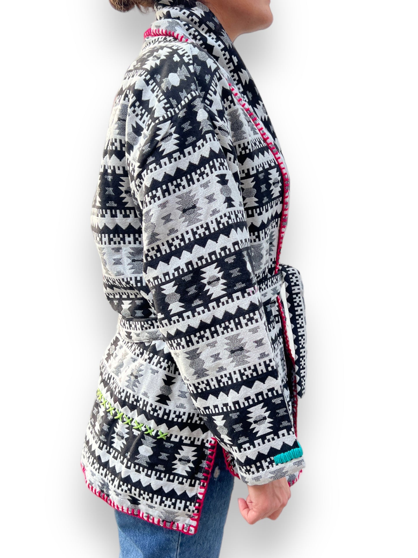 Boho Black V Cut Winter Jacket