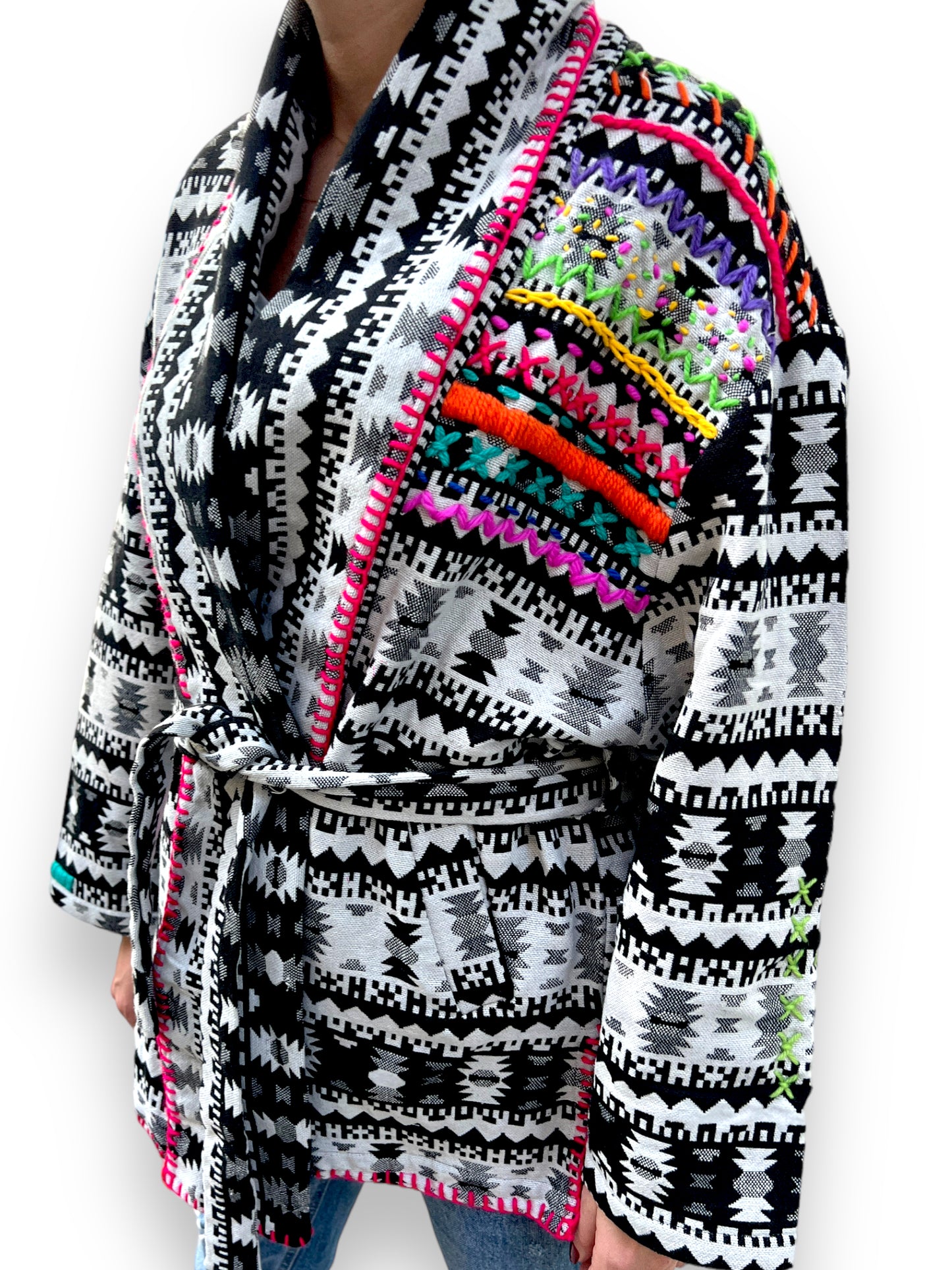 Boho Black V Cut Winter Jacket