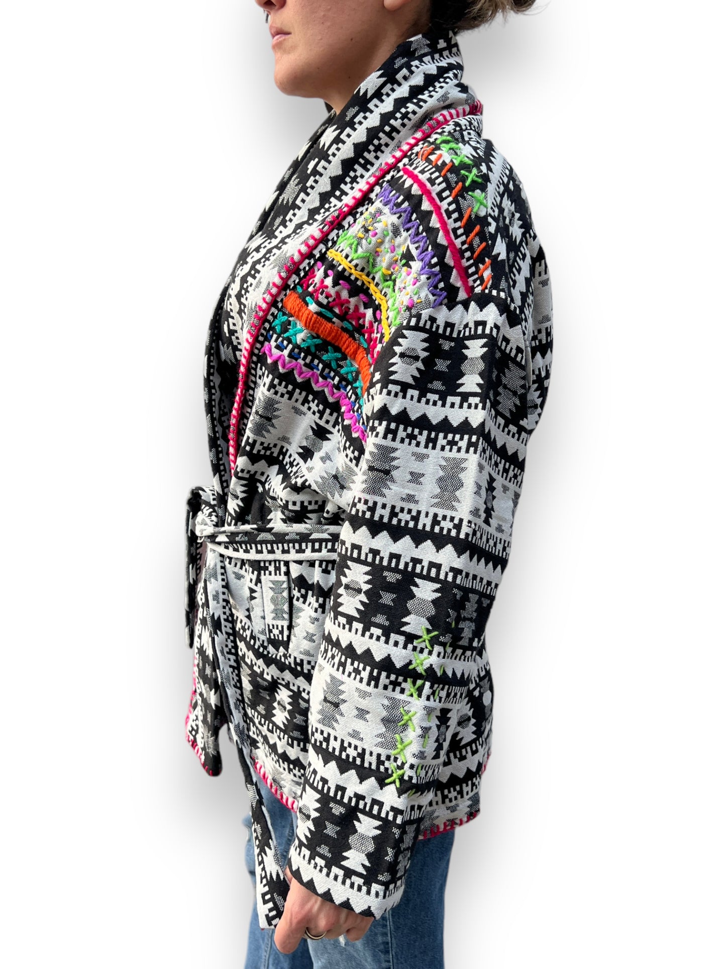 Boho Black V Cut Winter Jacket