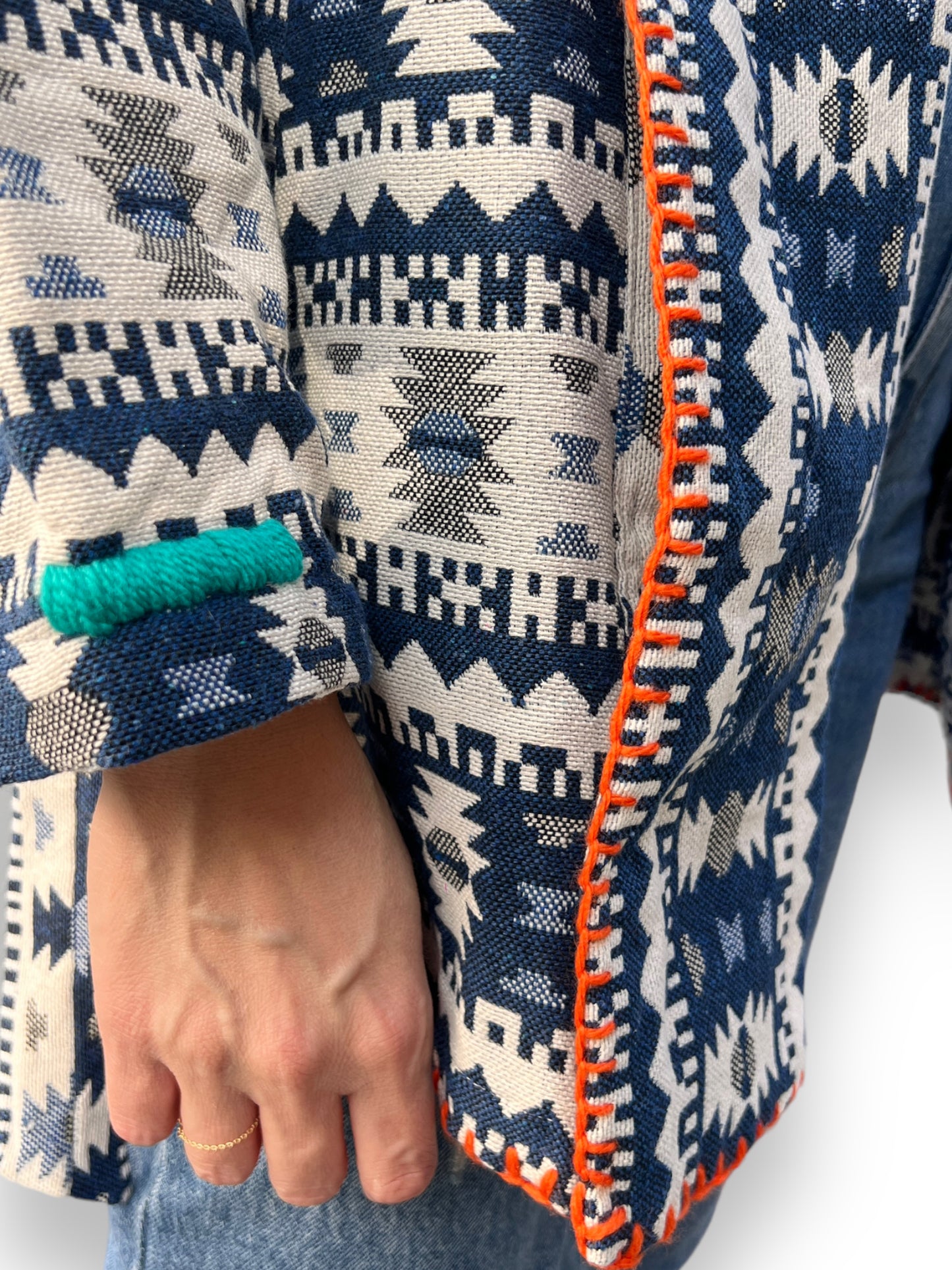 Boho Blue V Cut Wither Jacket