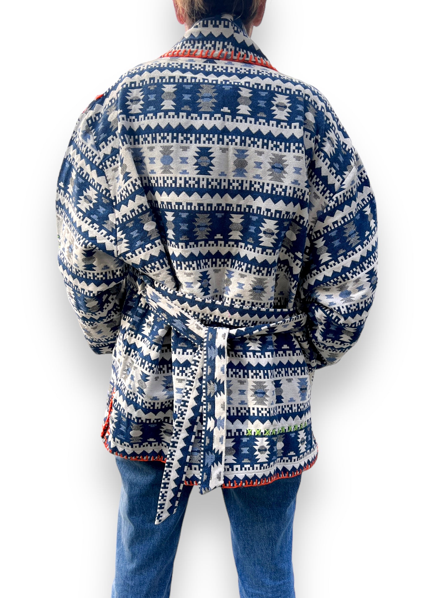 Boho Blue V Cut Wither Jacket