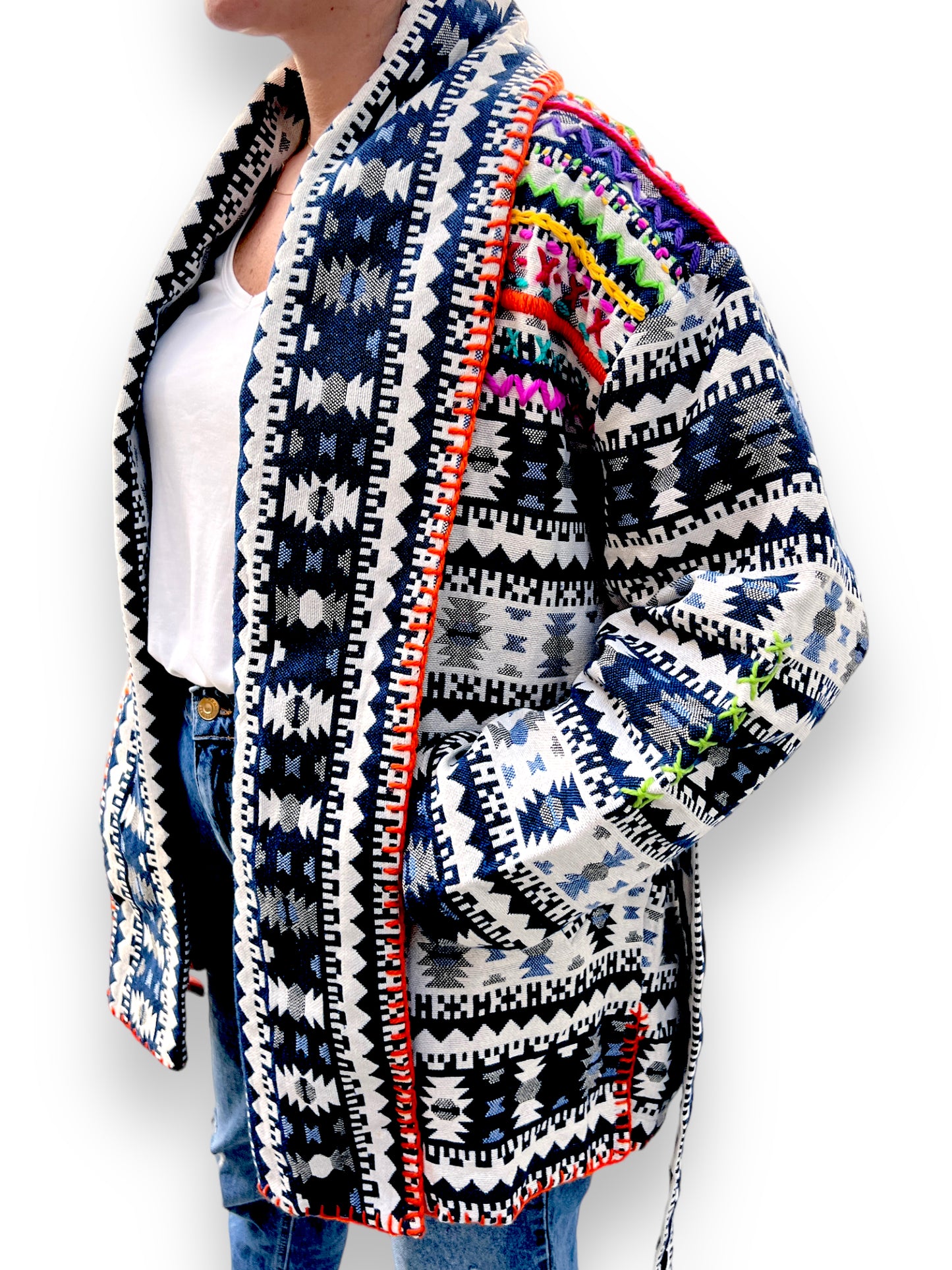 Boho Black V Cut Winter Jacket