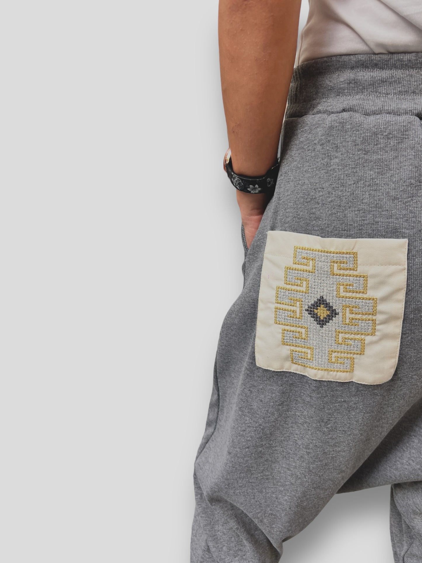 Light Grey Sherwal with embroidered pocket