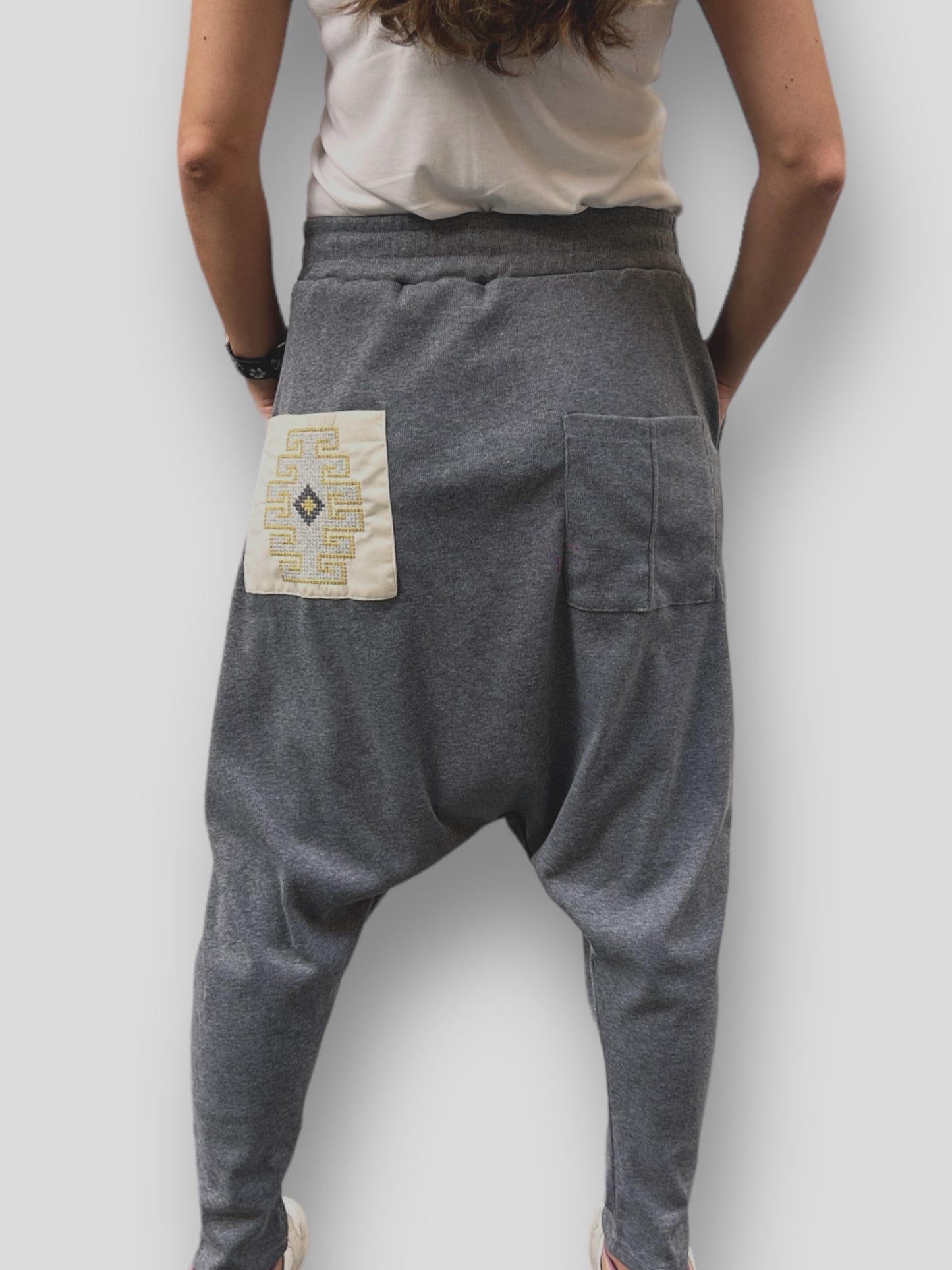 Light Grey Sherwal with embroidered pocket