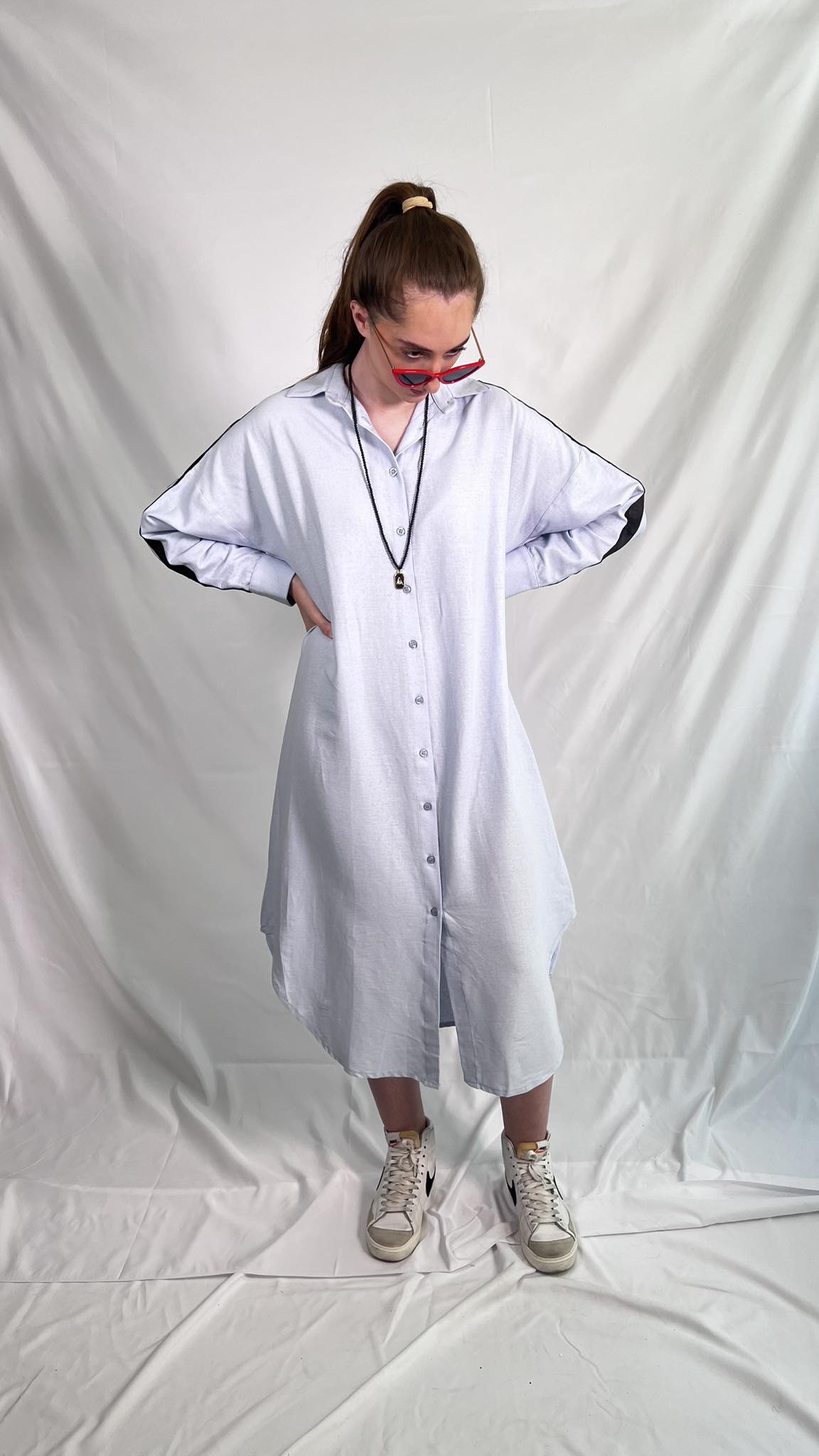 Shamma Shirt Dress - Blue