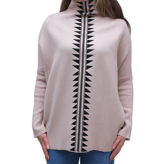 Beige High Neck Top