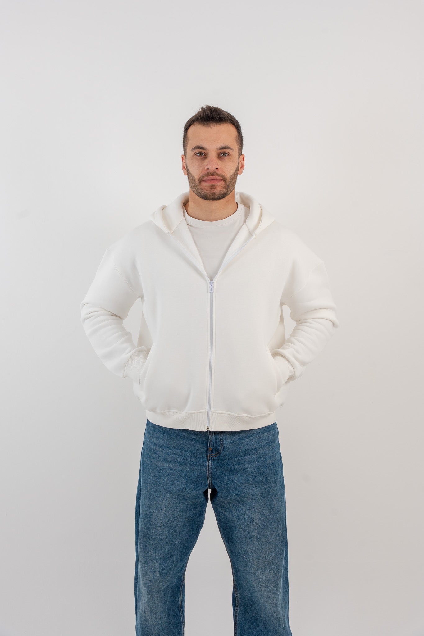 Zad Hoodie Jacket - White - Unisex