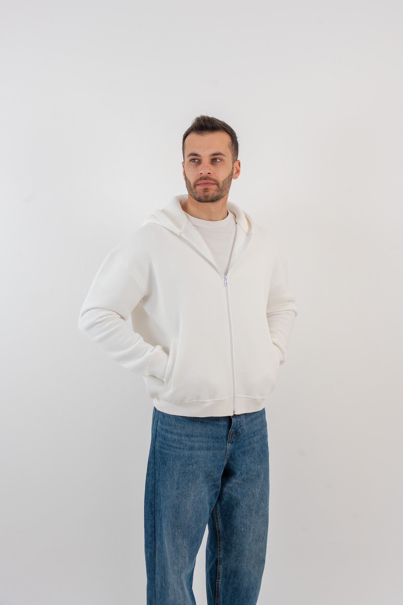 Zad Hoodie Jacket - White - Unisex
