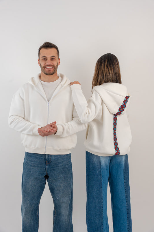 Zad Hoodie Jacket - White - Unisex