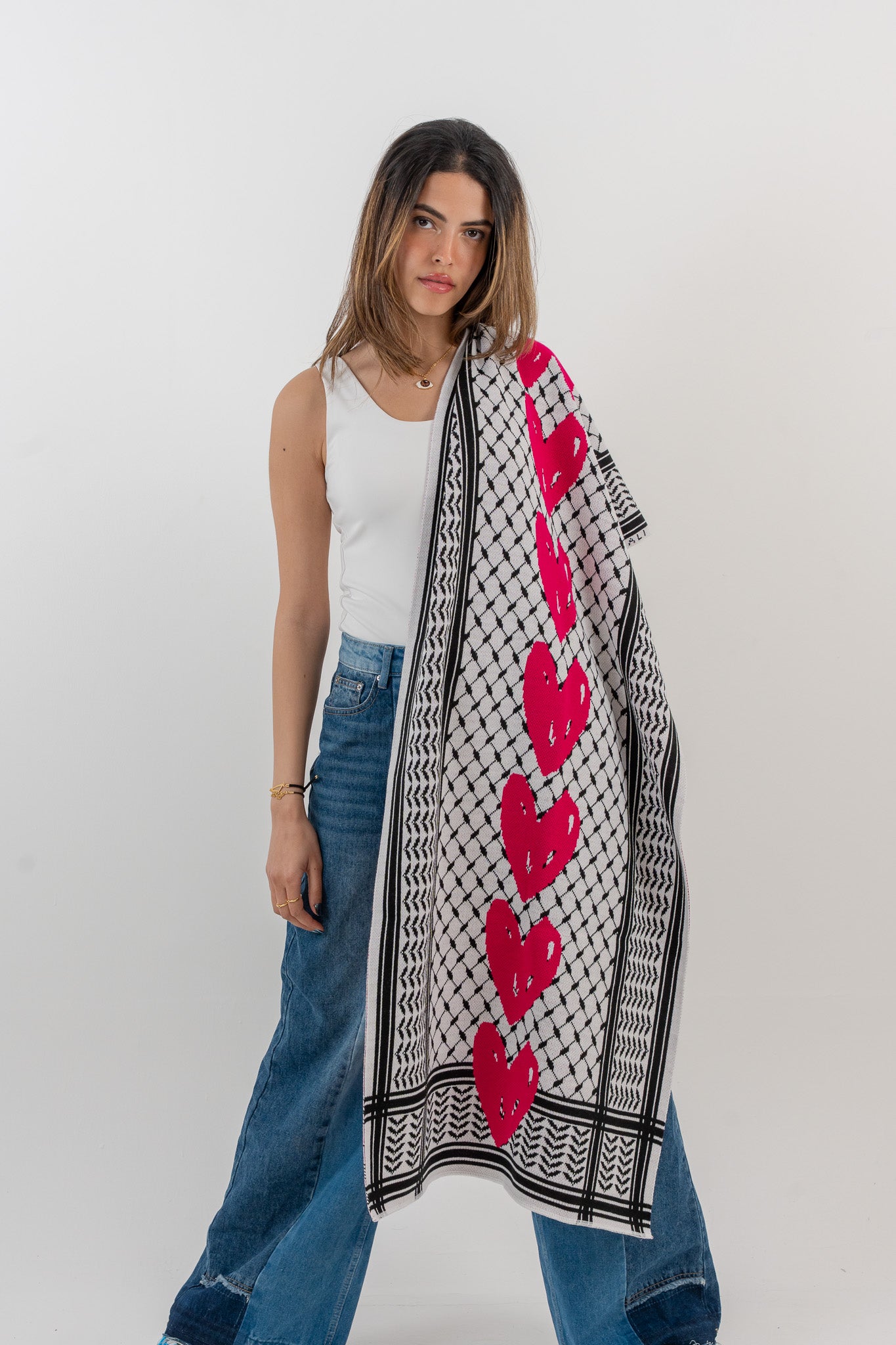 Pink Love Palestinian Scarf