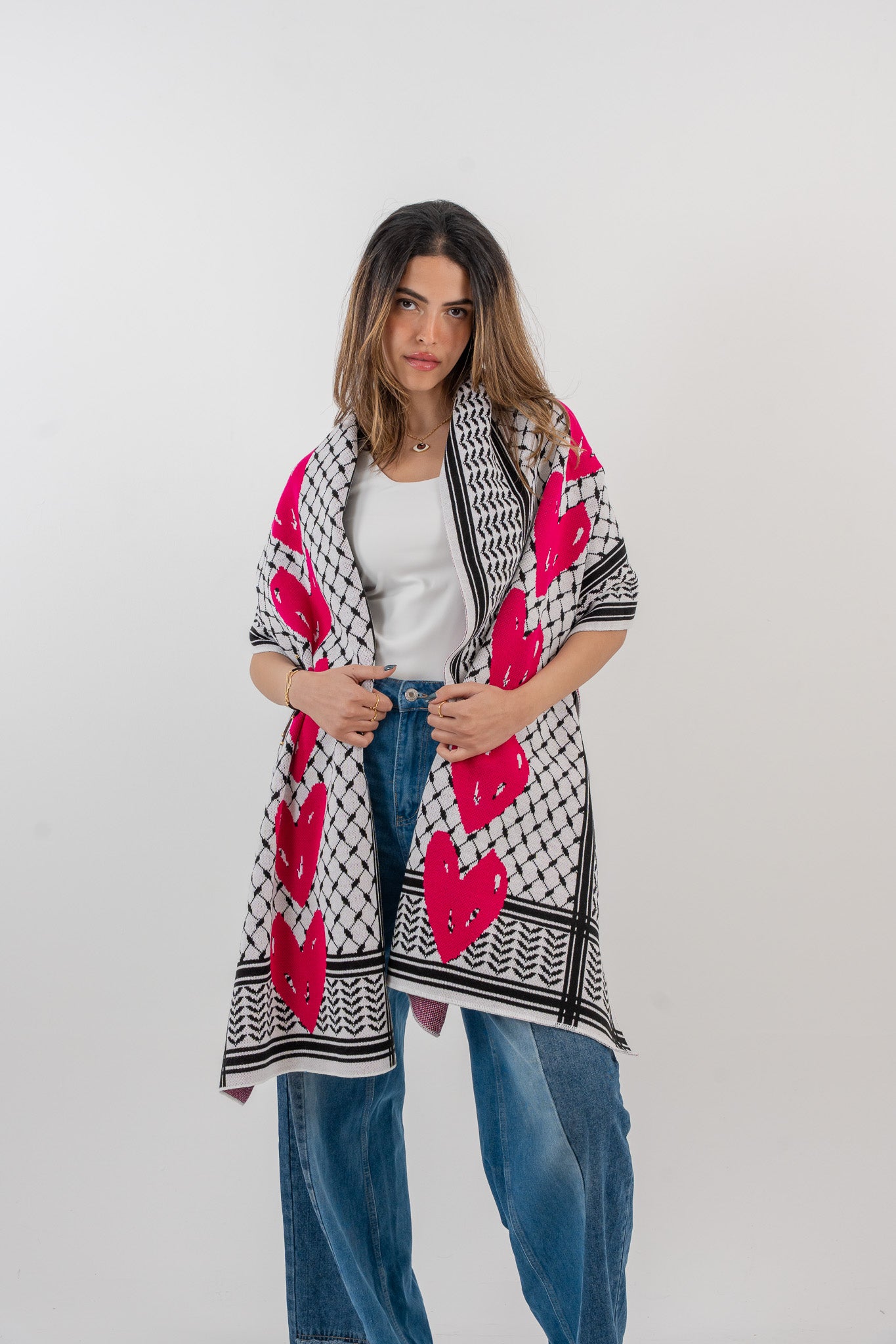 Pink Love Palestinian Scarf