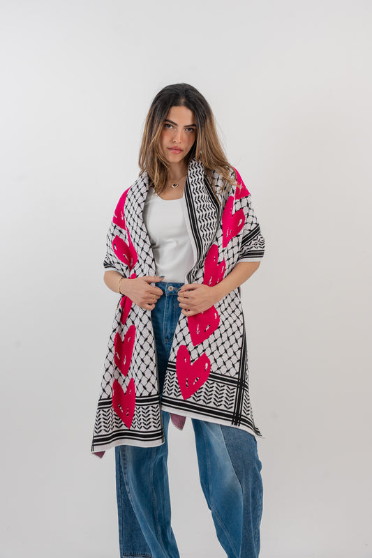 Pink Love Palestinian Scarf