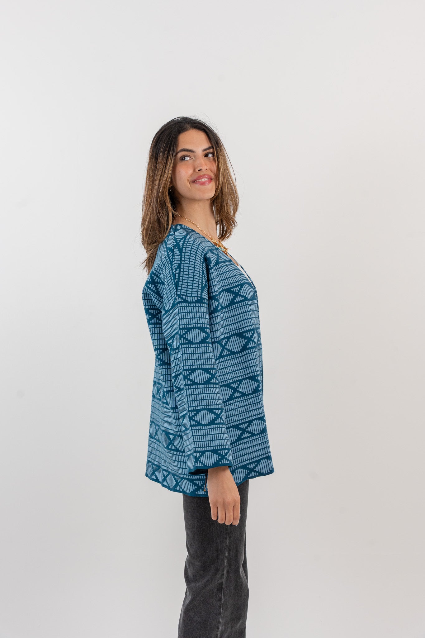 Badiya Weave Kimono - Blue