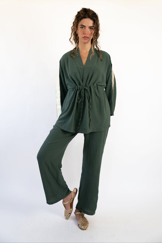 Thuraya Kimono Set - Dark Green