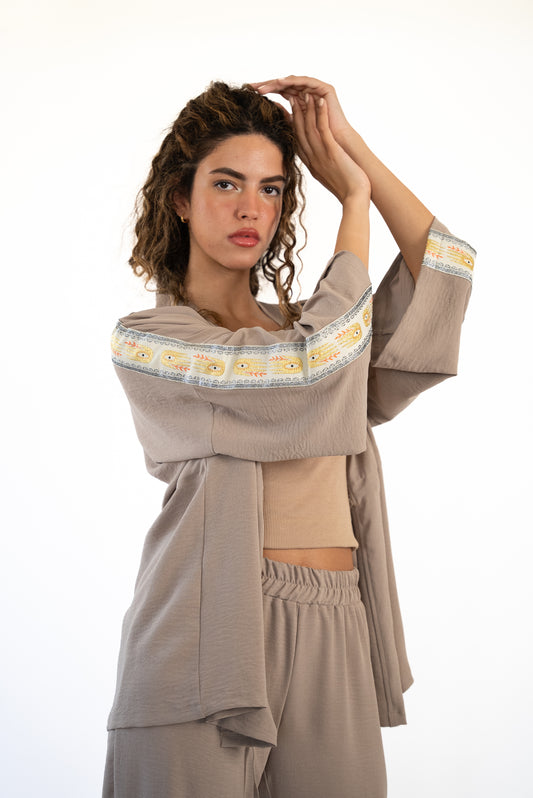 Thuraya Kimono Set - Beige