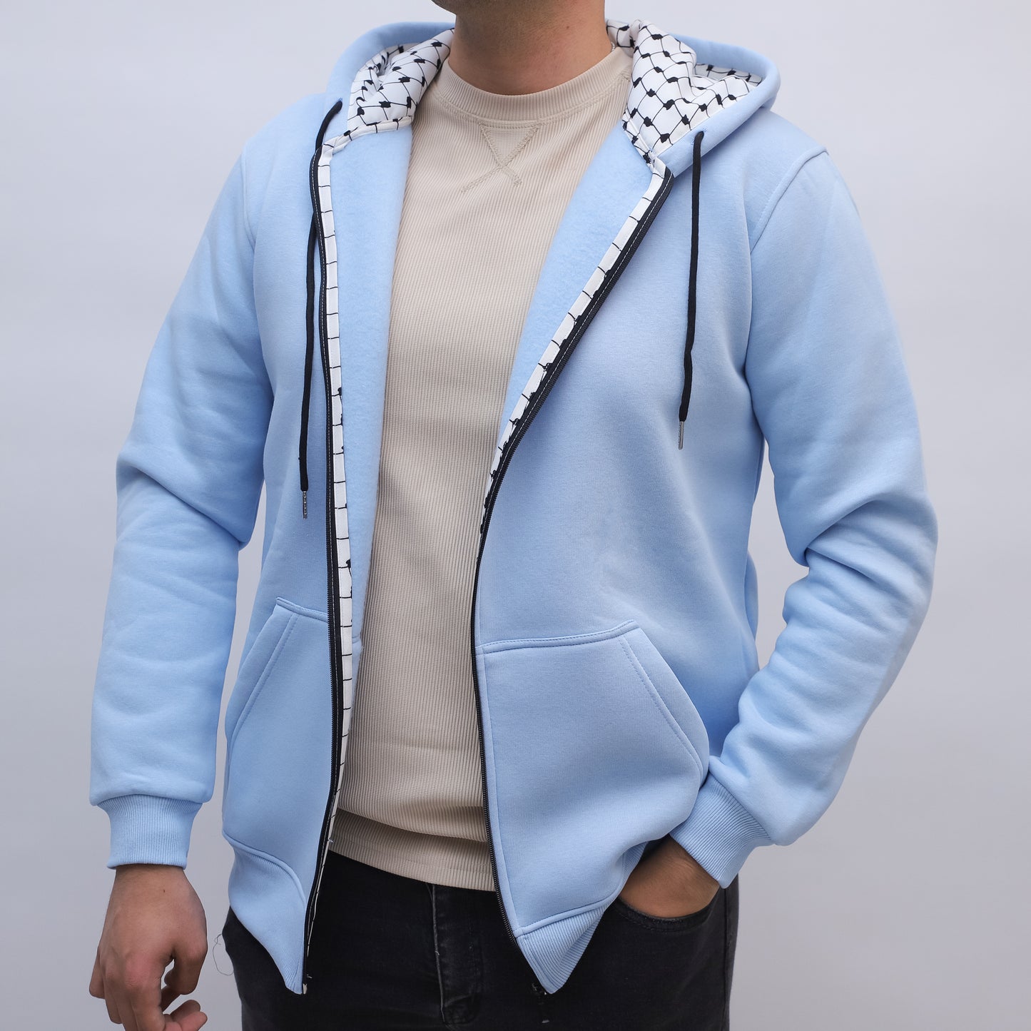 Keffiyeh hoodie Jacket - Blue-Unisex