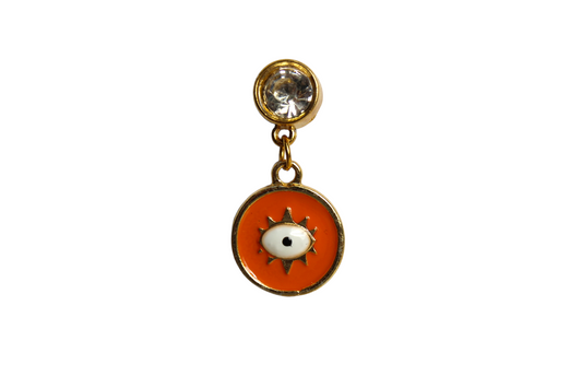 Eye Orange Circled Gold Plated Earring