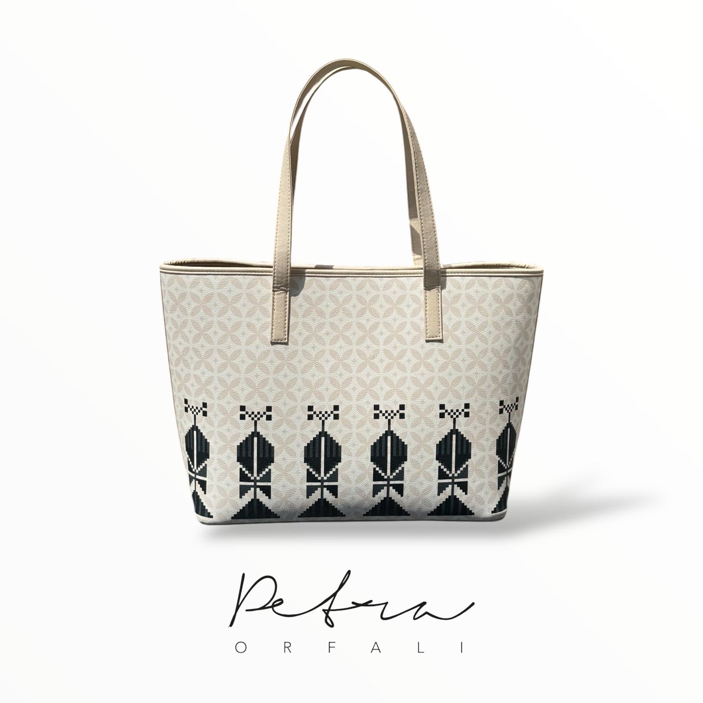 The Bahja Tote Bag - Ivory & Black