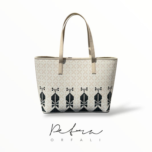The Bahja Tote Bag - Ivory & Black